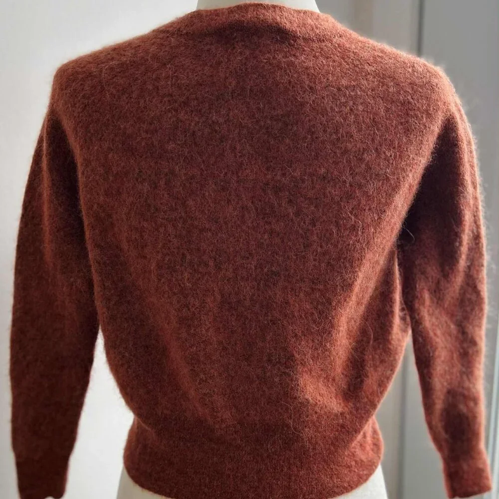 Madewell Rust Brushed Alpaca-Blend Knit Short Boxy Sweater with Soft Halo – US S - Picture 8 of 9